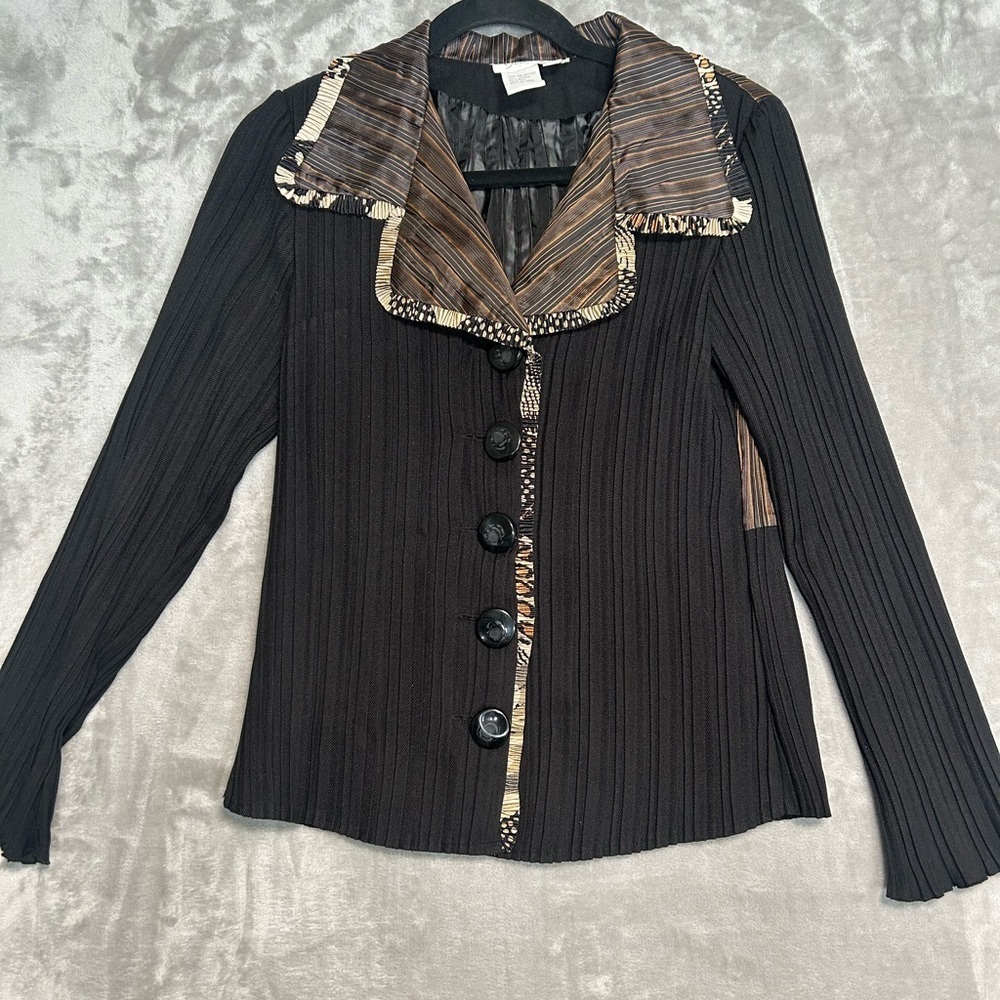 Y2K Great Cavalier Button Up Blouse Top Women’s Small Animal Print Artsy